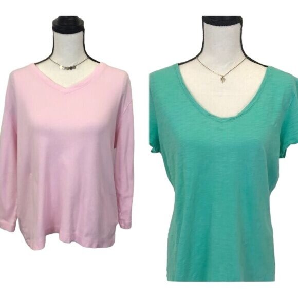 Tommy Hilfiger Liz Claiborne Bundle Pink Long Sleeve Green Short Sleeve Tops XL - Picture 1 of 8